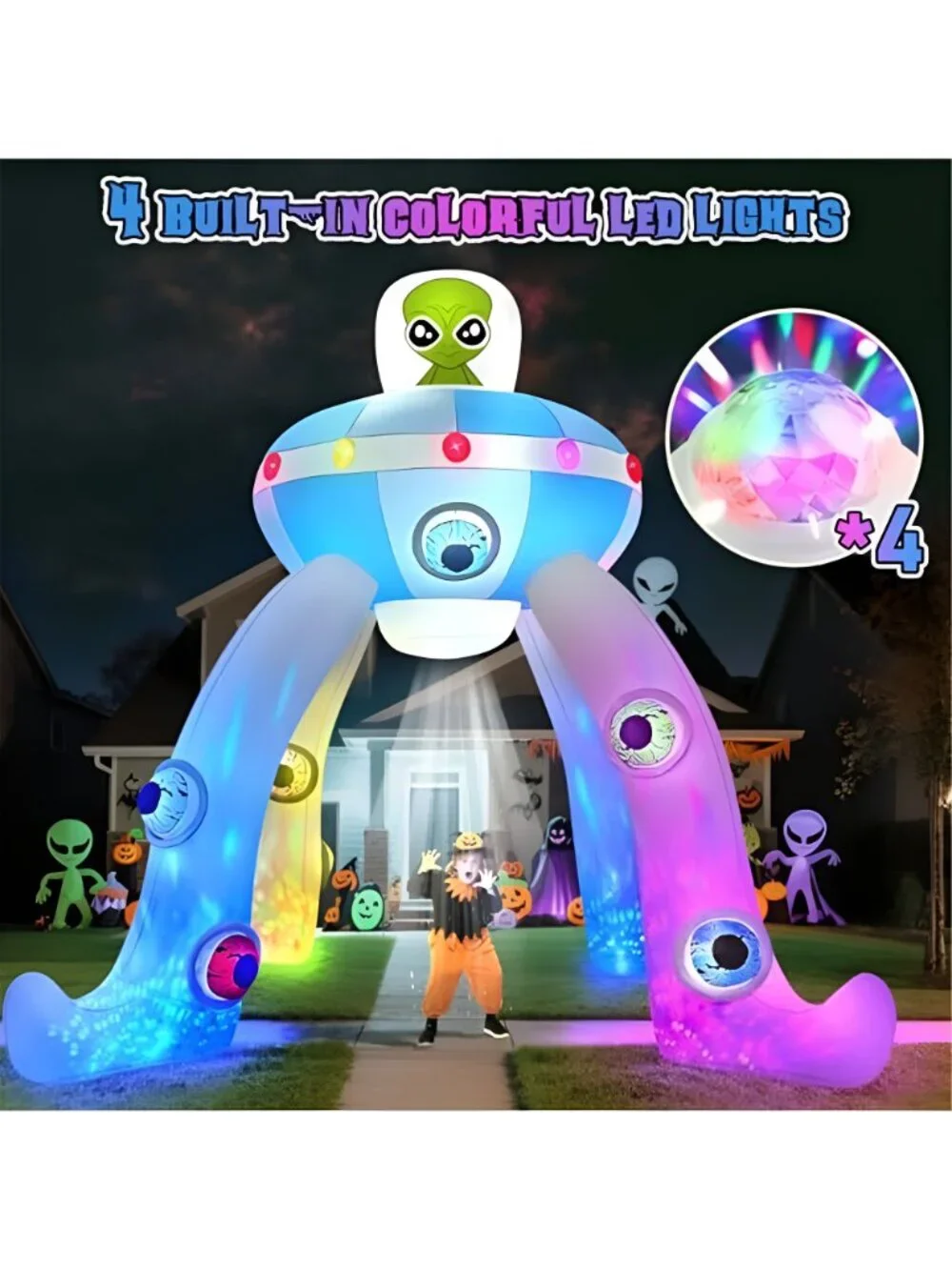 12FT Halloween Inflatables Archway UFO Alien